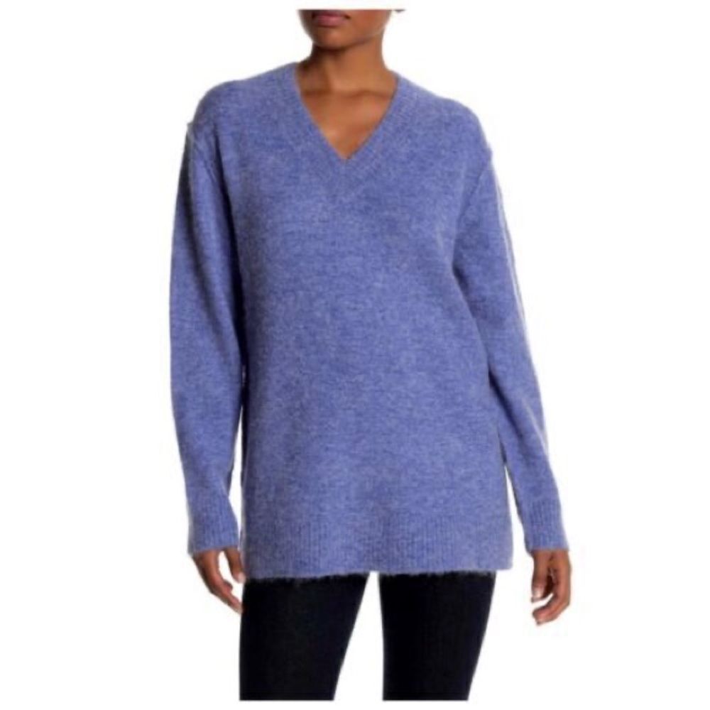 Revolve Sweater Alpaca Wool Blend V Neck Magaschoni Blue Size L
